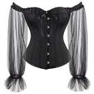 Kobine Damen Gothic Vintage Mesh-Ärmel Überbrustkorsett