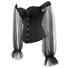 Kobine Damen Gothic Vintage Mesh-Ärmel Überbrustkorsett