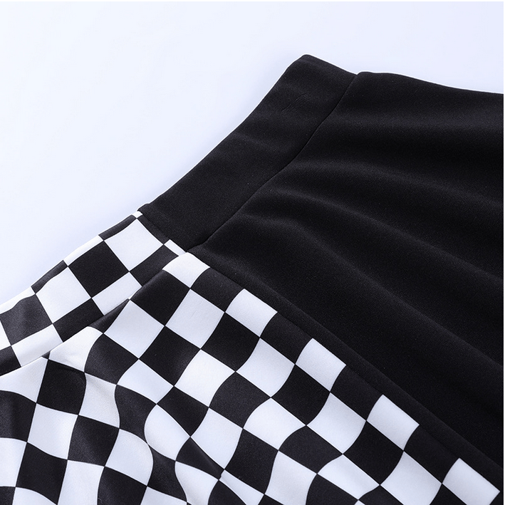 Women's Grunge Contrast Color Plaid Skirts (Without Belt)