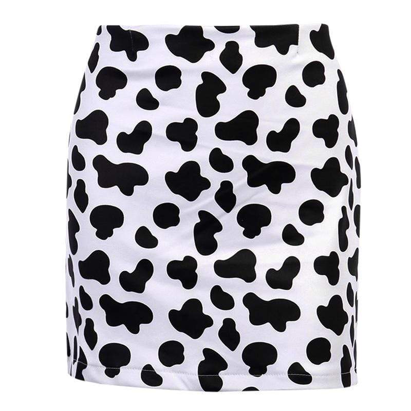 Women's Grunge Cow Printed High-waisted Skirts