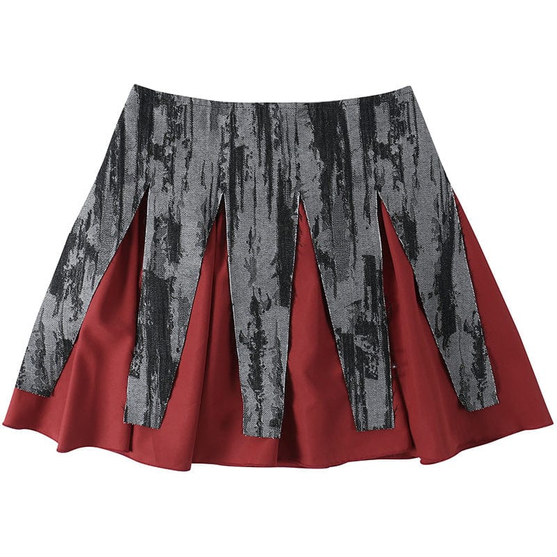 Kobine Women's Grunge Double Color Splice Skirt