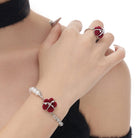 Kobine Women's Grunge Flocking Floral Pearl Bracelet