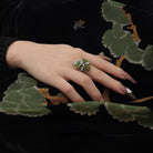 Kobine Women's Grunge Flocking Moss Zircon Ring