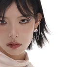 Kobine Damen Grunge Herz Zirkon Asymmetrische Ohrringe