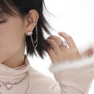 Kobine Damen Grunge Herz Zirkon Asymmetrische Ohrringe