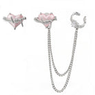 Kobine Damen Grunge Herz Zirkon Asymmetrische Ohrringe