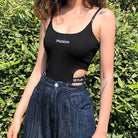 Kobine Women's Grunge Letter Embroidered Romper