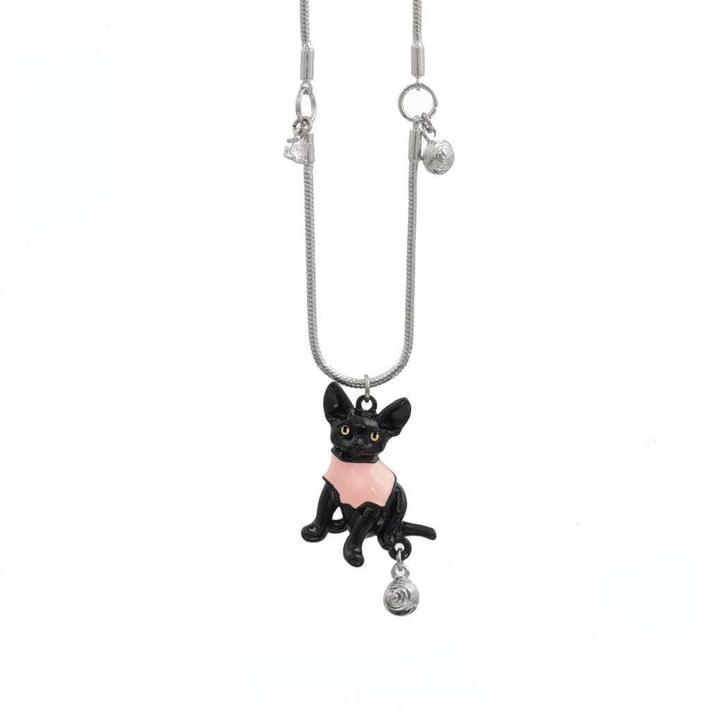 Kobine Women's Grunge Pink Cat Bell Necklace