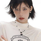 Kobine Damen-Halskette mit Katzenmotiv, Grunge-Stil, Rosa