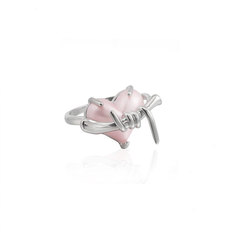 Kobine Women's Grunge Pink Heart Ring
