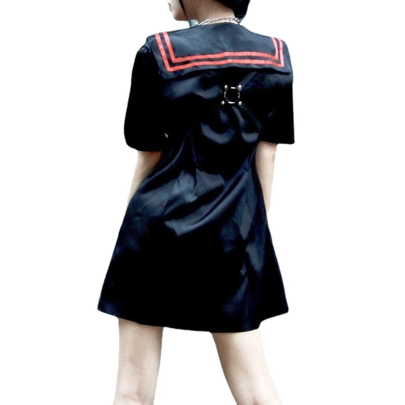 Kobine Women's Grunge Sailor Collar Black JK Dress