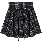 Women's High-waisted Lace-up Suede Plaid Skirts