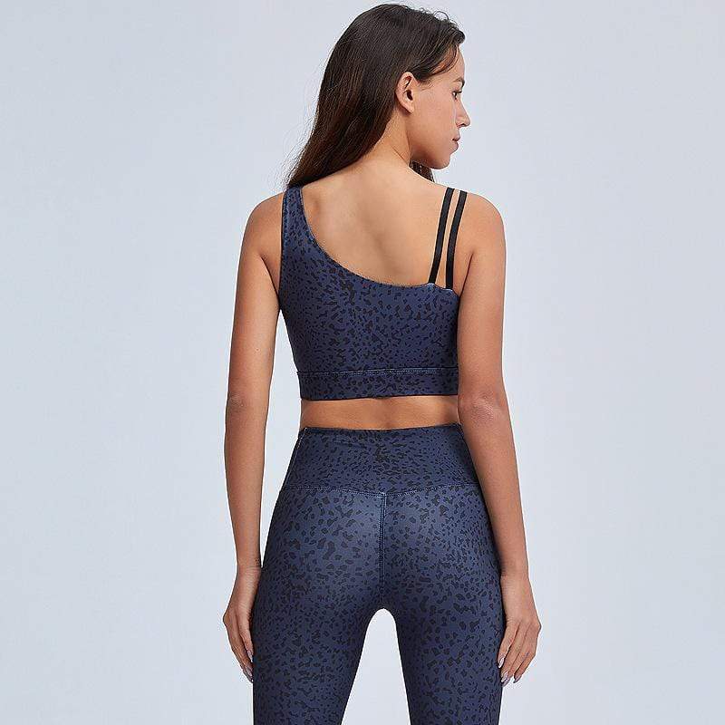 Women's High-waisted Leopard Printed Yoga Leggings with Sports Bustiers