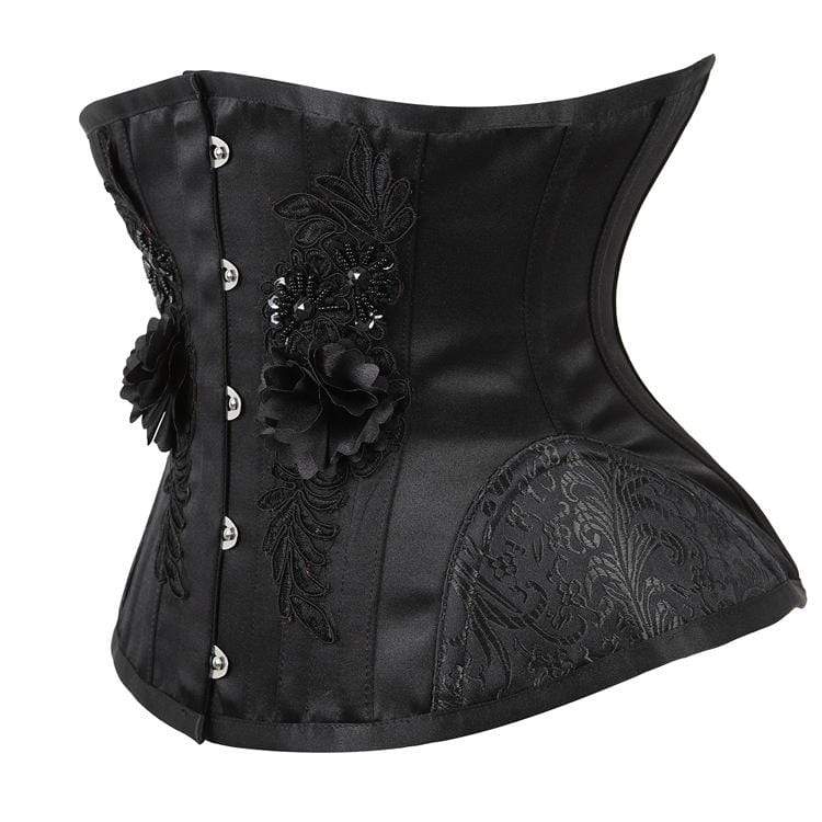 Women's Jacquard Embroidered Flowers Underbust Corsets