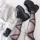 Women's Lace Sheer Straps Black Stockings