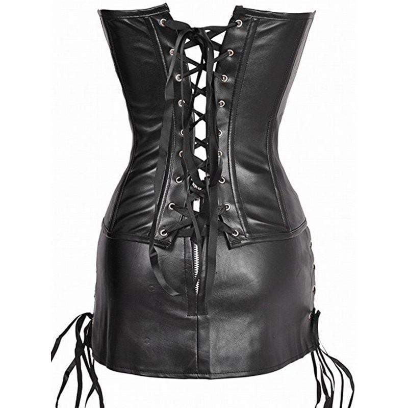 Women's Lace-up Faux Leather Overbust Corsets