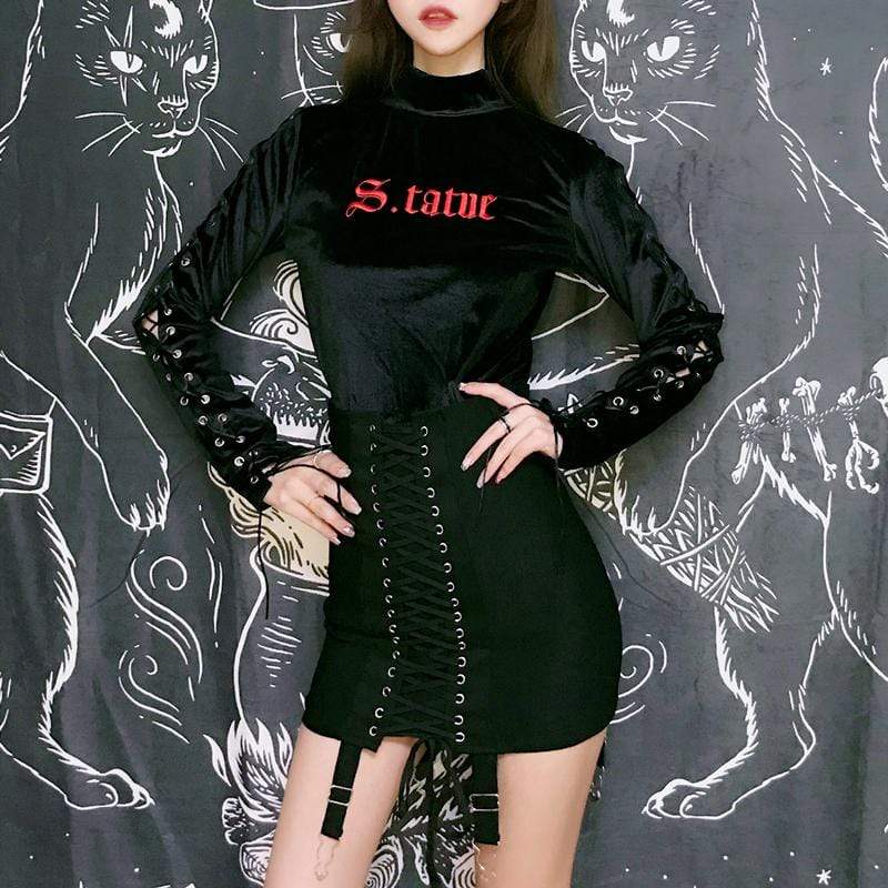 Women's Lace-up High-waisted Package Hip Skirts