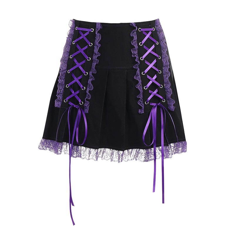 Kobine Women's Lolita Strappy Falbala Splice Skirt