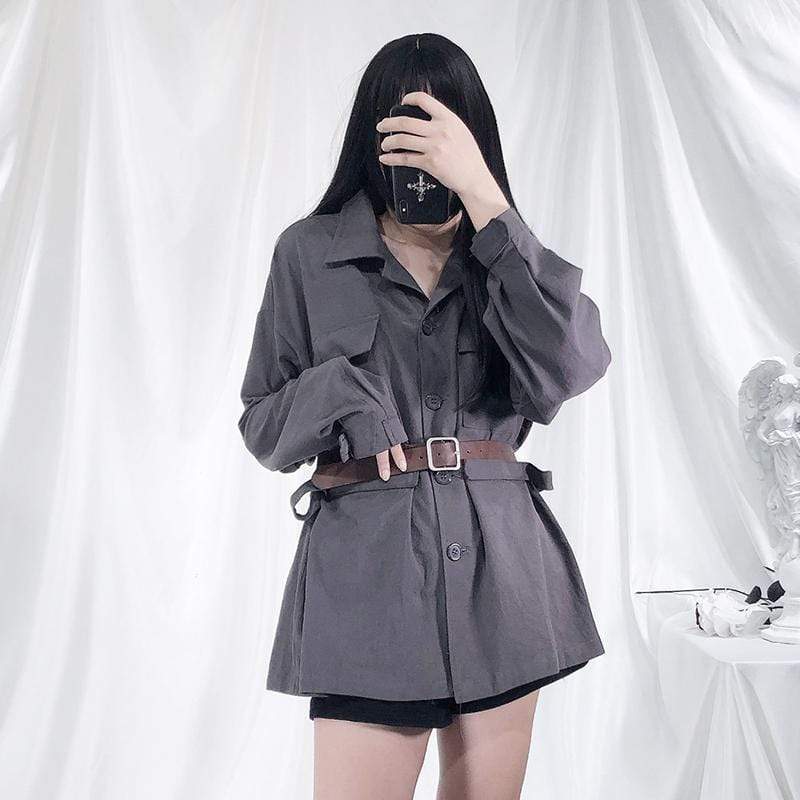 Women's Military Sryle Casual Long Shirts With Belt