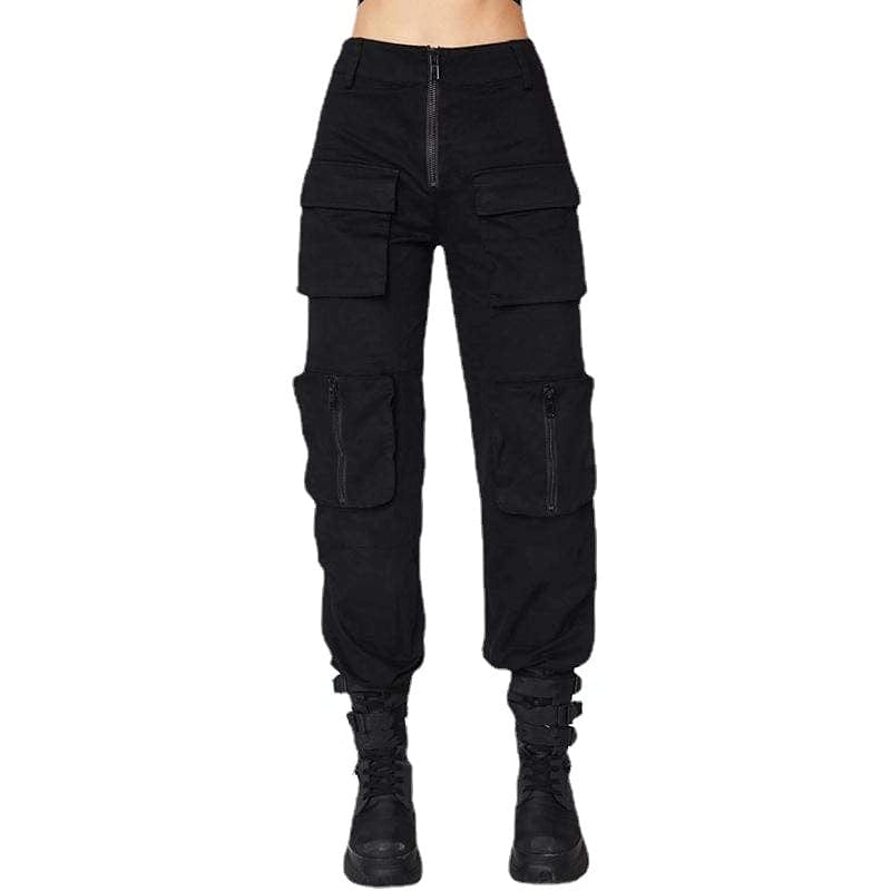 Women's Multi-Pocket Safari Style Loose Cargo Pants – Punk Design