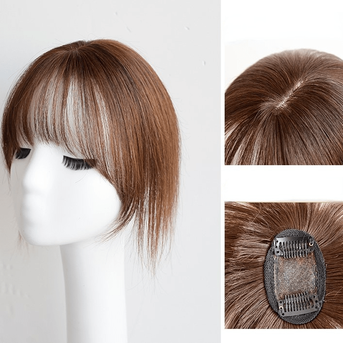 Kobine Women's Natural Bangs Human Hair Wig