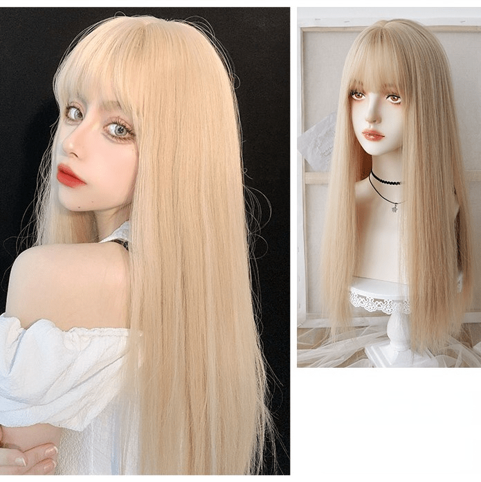Kobine Women's Natural Straight Long Synthetics Hair Wig