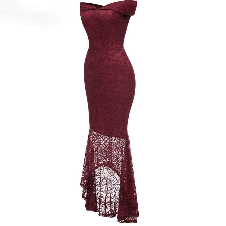 Women's Off Shoulder High/low Lace Dovetail Dresses