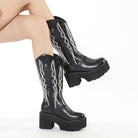 Kobine Damen-Stiefel mit Punk-Stickerei und Plateausohle