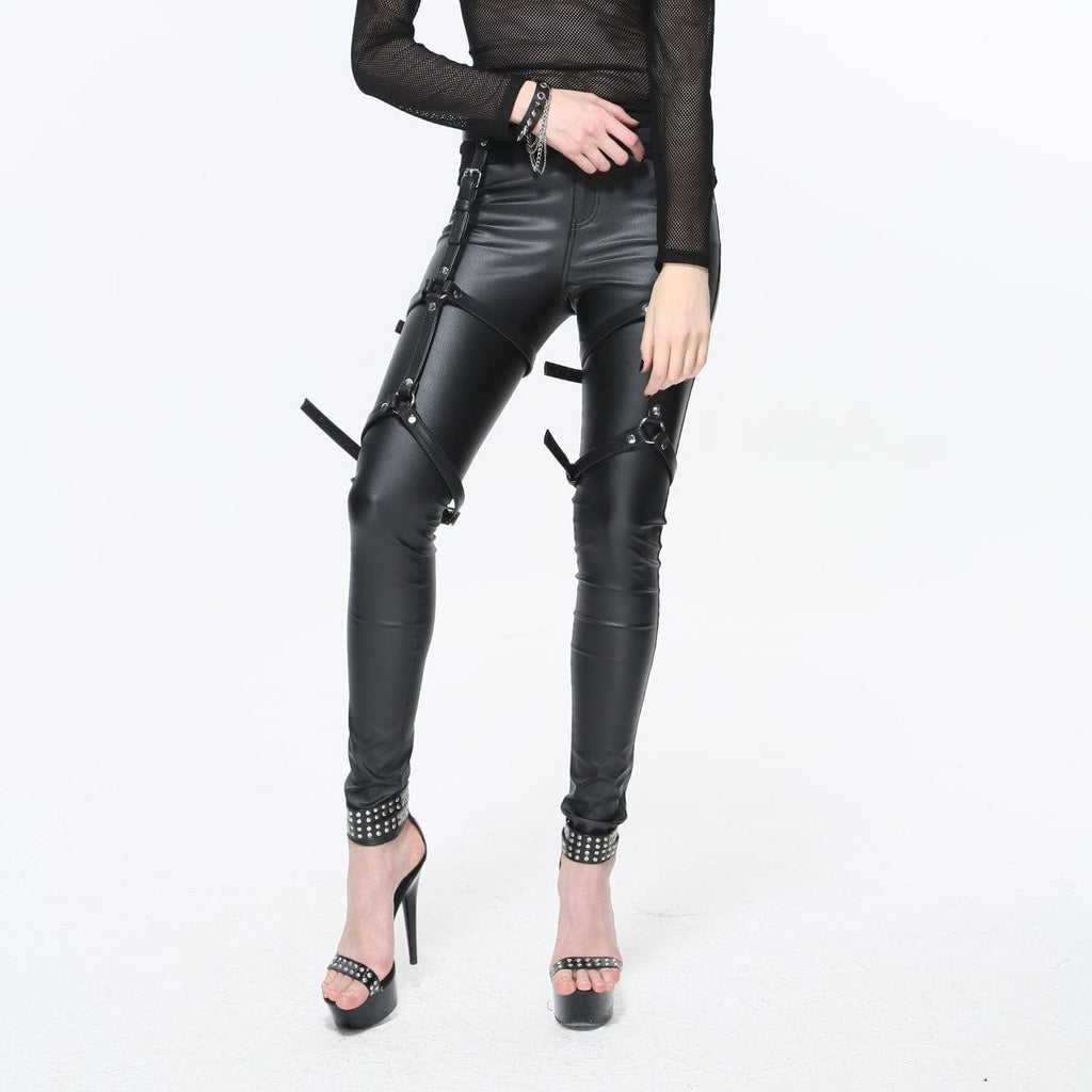 Gothic Lingerie Women's Punk Leather Adjustable Garter Belt & Body Harness - Faux Leather Leg Harness For Rave & Cosplay Gothic Lingerie Women's Punk Leather Adjustable Garter Belt & Body Harness - Faux Leather Leg Harness For Rave & Cosplay