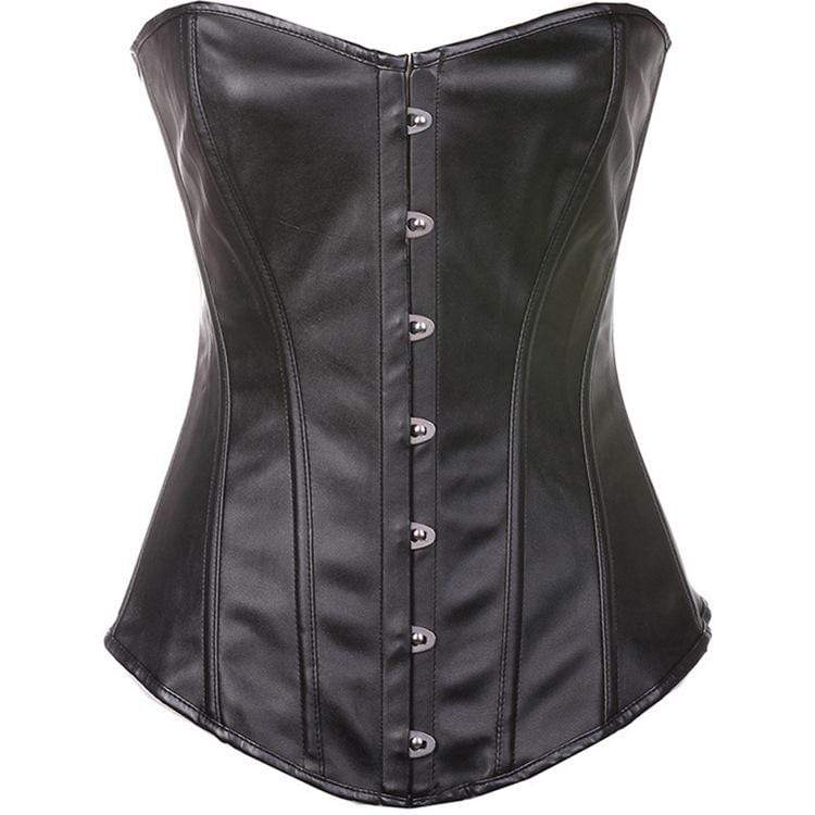 Women's Punk Faux Leather Overbust Corsets With T-back