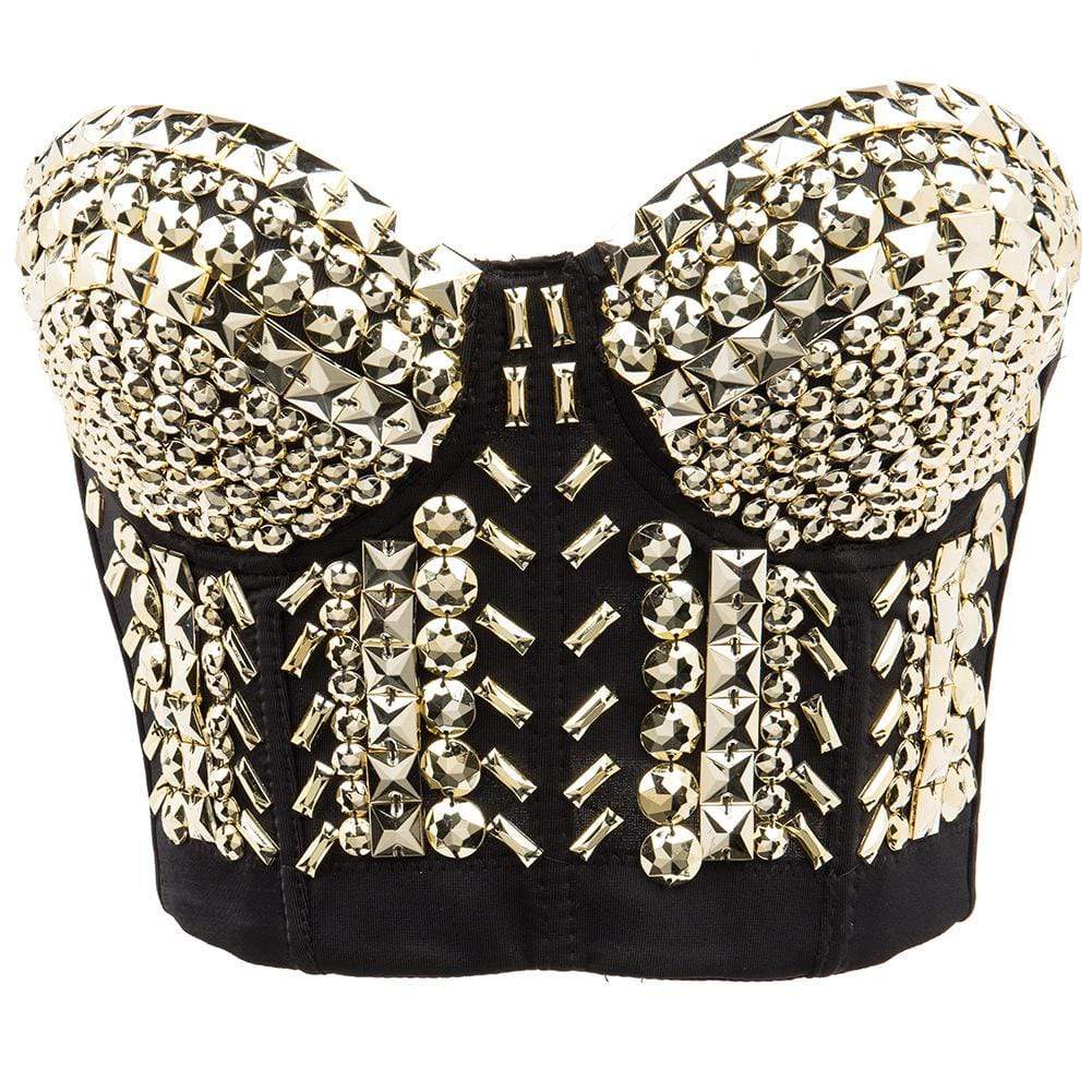 Women's Punk Golden Bustiers With Beading