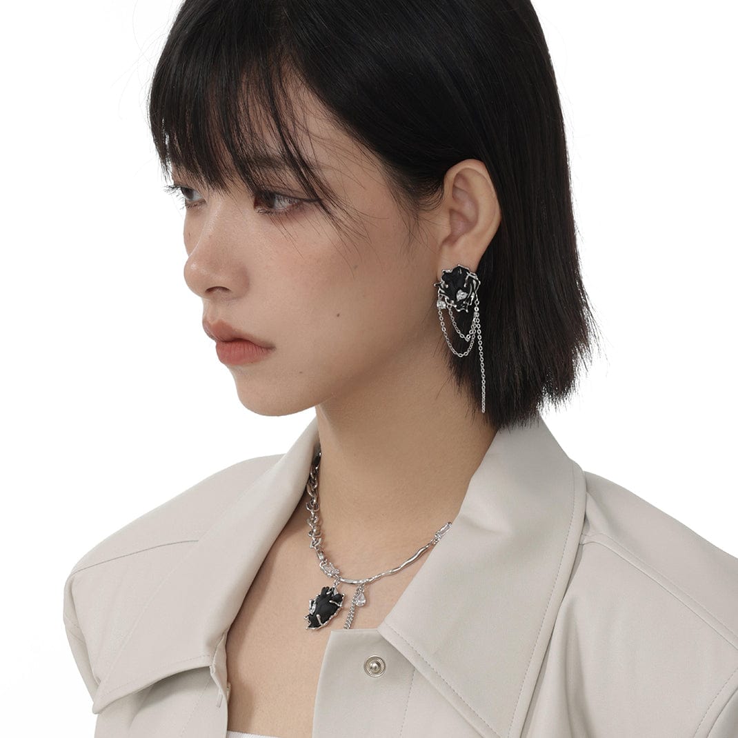 Kobine Women's Punk Heart Tassels Earrings