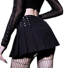 Kobine Women's Punk High-waisted Rivets Short Pleated Skirt
