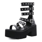 Kobine Women's Punk Open-toe Buckles Platform Sandals