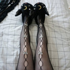 Kobine Women's Punk Pearl Bowknot Fishnet Pantynose