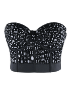 Damen Punk Strass Push Up BH Clubwear Party Bustier Crop Top