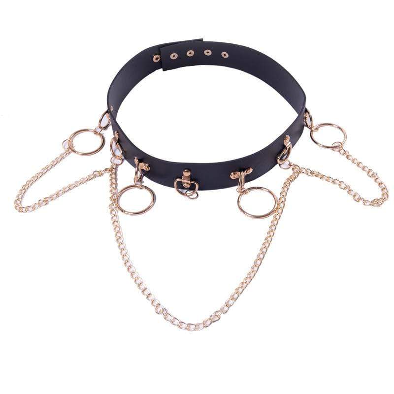 Women's Punk Rings And Chains Faux Leather Belts