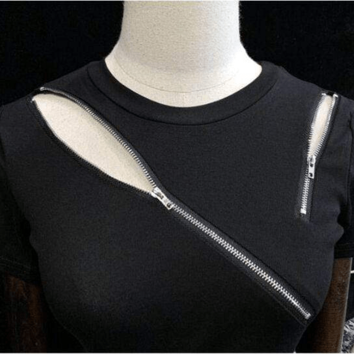 Women's Punk Side Zippers Casual T-shirts