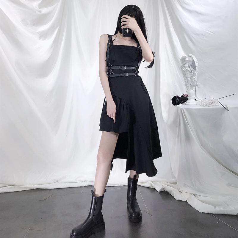 Women's Sexy Lace-up Asymmetric Adjustable Straps Dresses – Punk Design