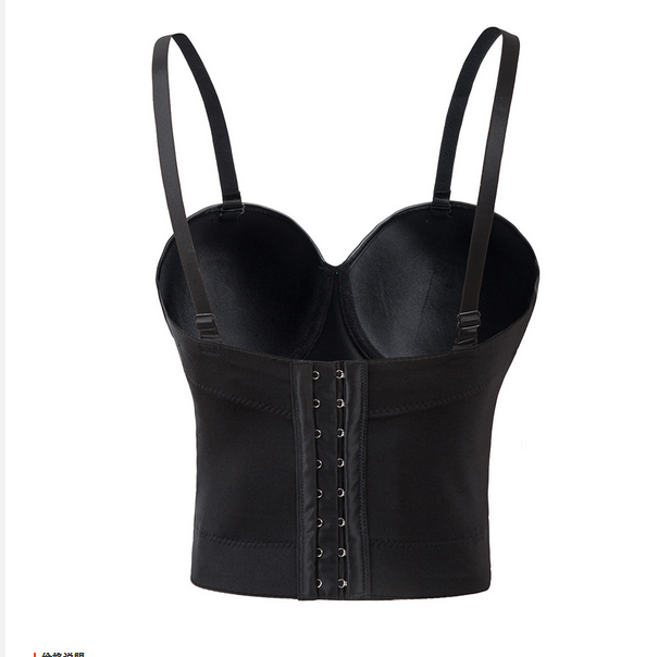 Spaghetti Straps PU Leather Bustier Crop Top – Charmian Corset