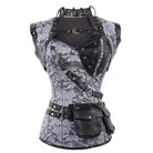 Women's Spiral Steel Boned Steampunk Gothic Vintage Brocade Corset with Jacket and Belt