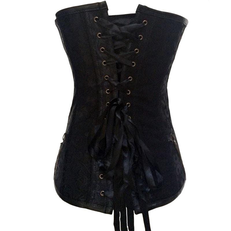 Women's Steampunk Front Zip Overbust Corsets With T-back