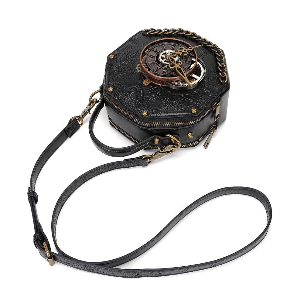 Kobine Women's Steampunk Gear Clock Bag with Detachable Straps