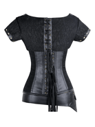 Damen Steampunk Jacquard Stahl ohne Knochen Busk Korsett mit Jacke und Gürtel