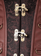 Damen Steampunk Jacquard Stahl ohne Knochen Busk Korsett mit Jacke und Gürtel