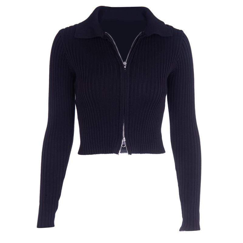 Women's Turn-down Collar Knitted Short Jackets