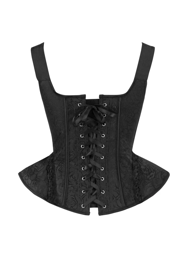 Women's Victorian Gothic Jacquard Bustier Overbust Corset with Straps