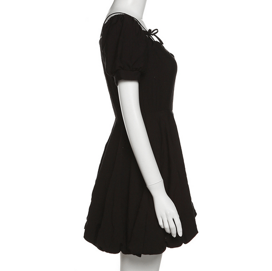 Kobine Women's Vintage Bowknot Off Shoulder Black Little Dress