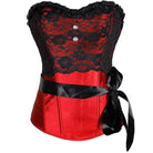 Damen Vintage Floral Mesh Satin Overbust Korsetts
