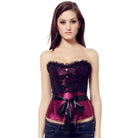 Damen Vintage Floral Mesh Satin Overbust Korsetts